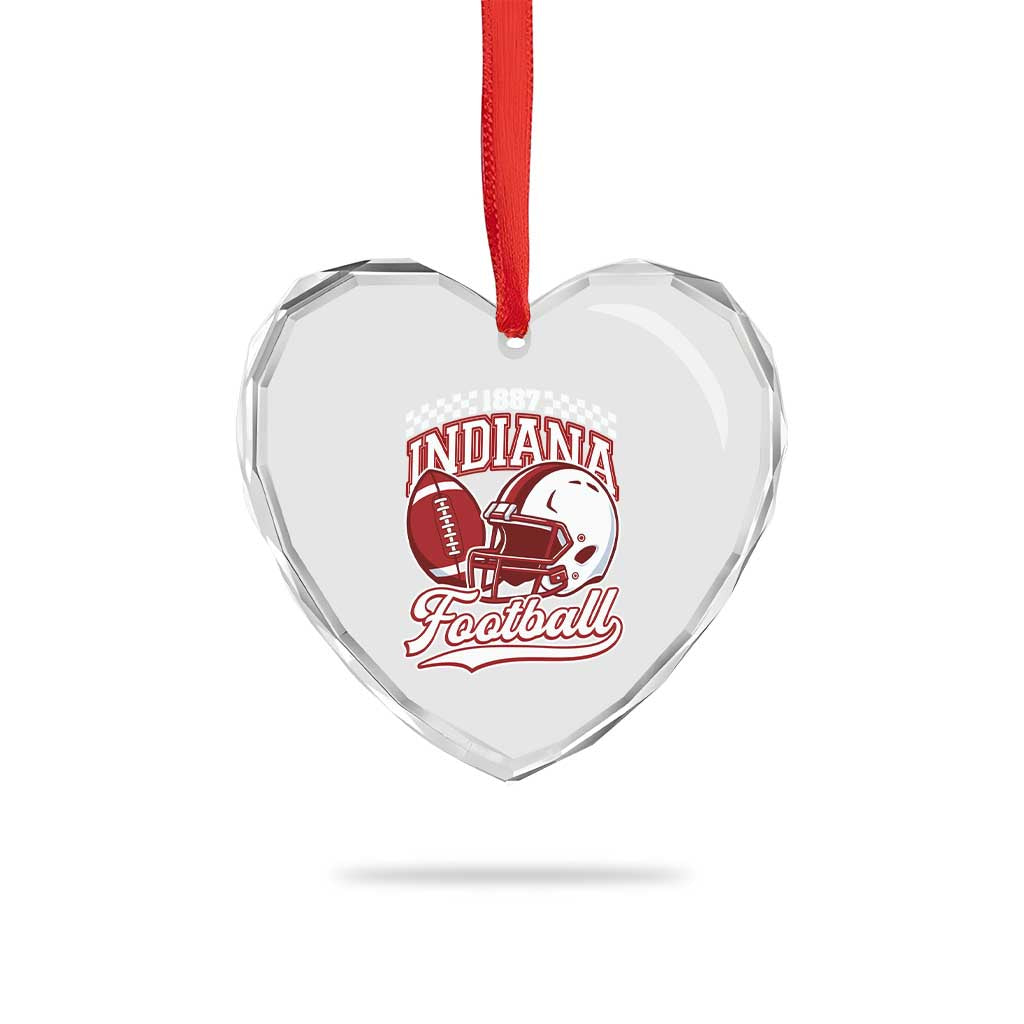Indiana Pride Football Lover Heart Crystal Glass Ornament Retro IN for Sport Fans