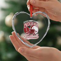 Indiana Pride Football Lover Heart Crystal Glass Ornament Retro IN for Sport Fans