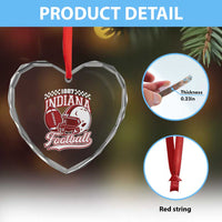Indiana Pride Football Lover Heart Crystal Glass Ornament Retro IN for Sport Fans