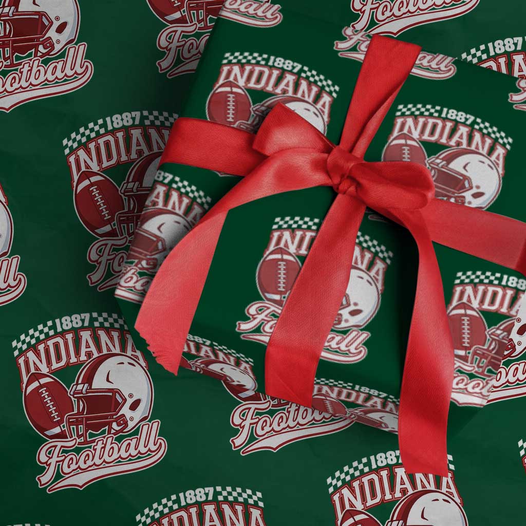 Indiana Pride Football Lover Wrapping Paper Roll Retro IN for Sport Fans