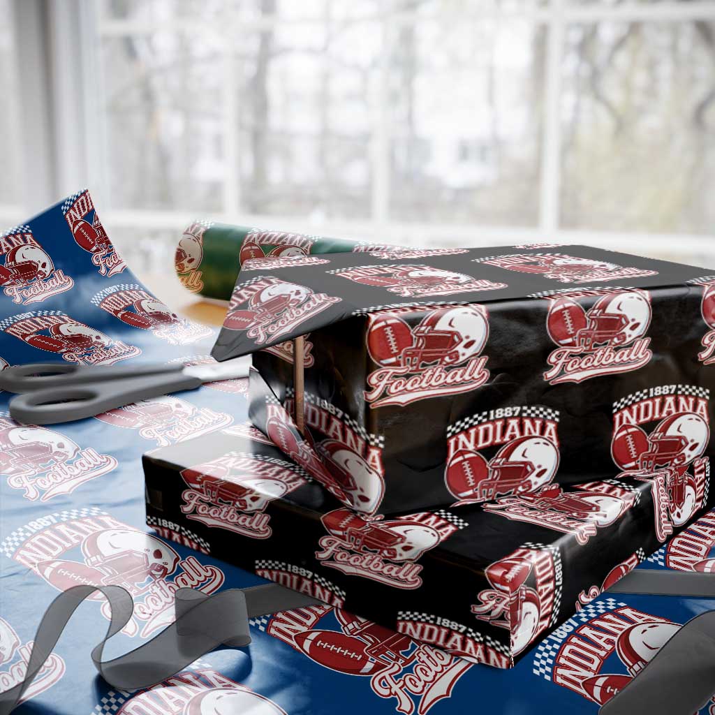 Indiana Pride Football Lover Wrapping Paper Roll Retro IN for Sport Fans