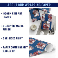 Indiana Pride Football Lover Wrapping Paper Roll Retro IN for Sport Fans