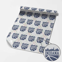 Indiana Skyline Basketball Wrapping Paper Roll Distressed Urban Hoops Graphic for Indy Fans