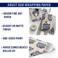 Indiana Skyline Basketball Wrapping Paper Roll Distressed Urban Hoops Graphic for Indy Fans