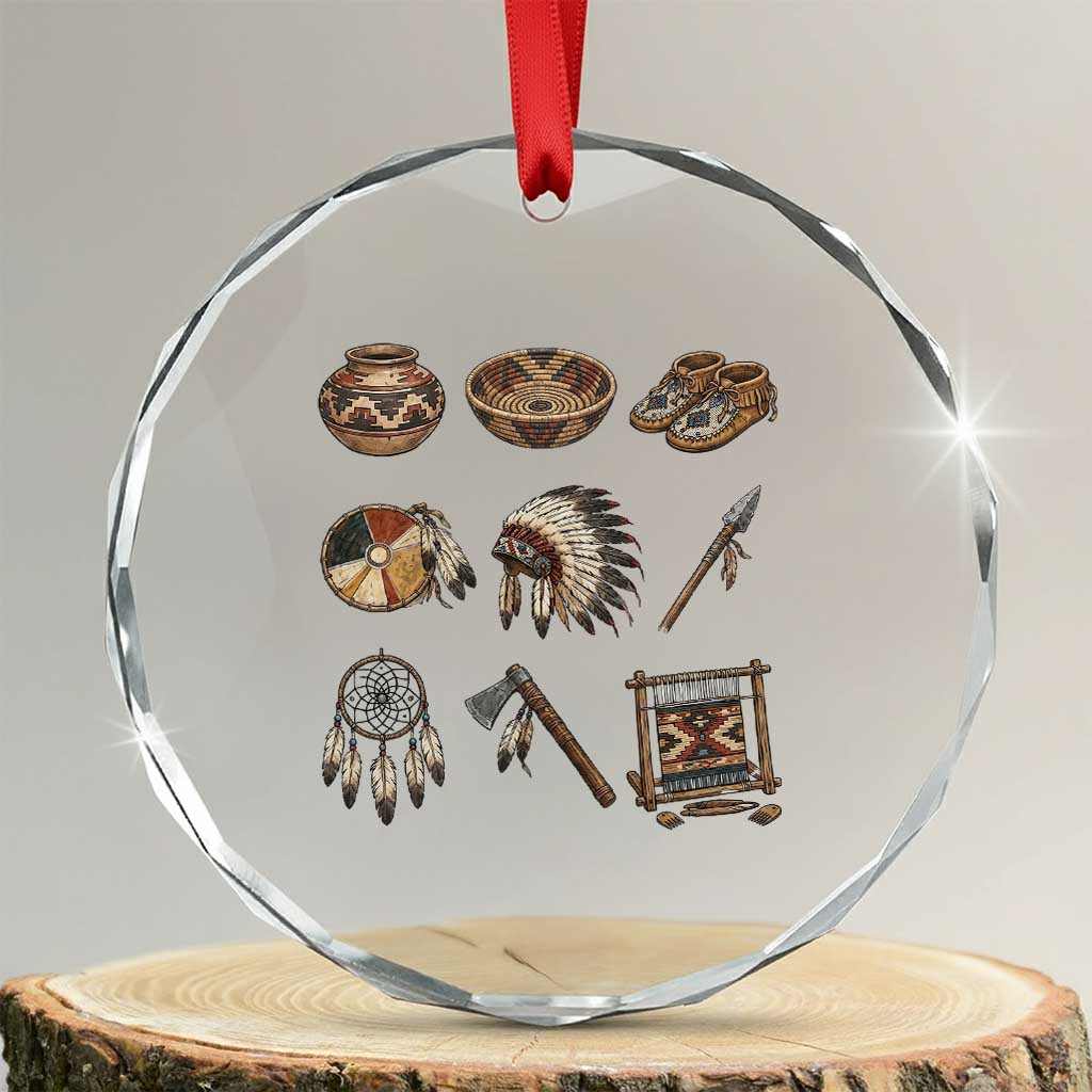 Indigenous Cultural Artifacts Crystal Glass Ornament Native American Heritage Graphic