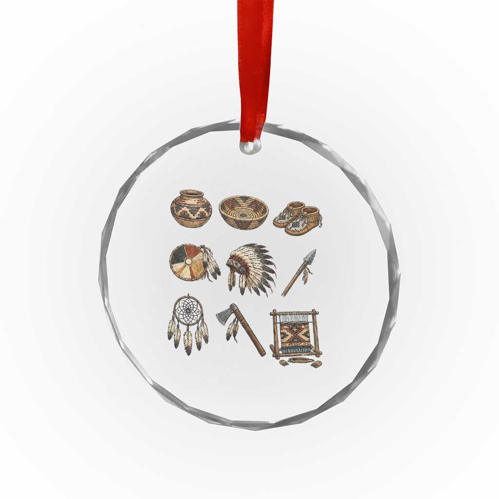 Indigenous Cultural Artifacts Crystal Glass Ornament Native American Heritage Graphic