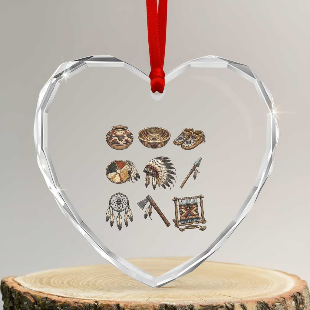 Indigenous Cultural Artifacts Heart Crystal Glass Ornament Native American Heritage Graphic