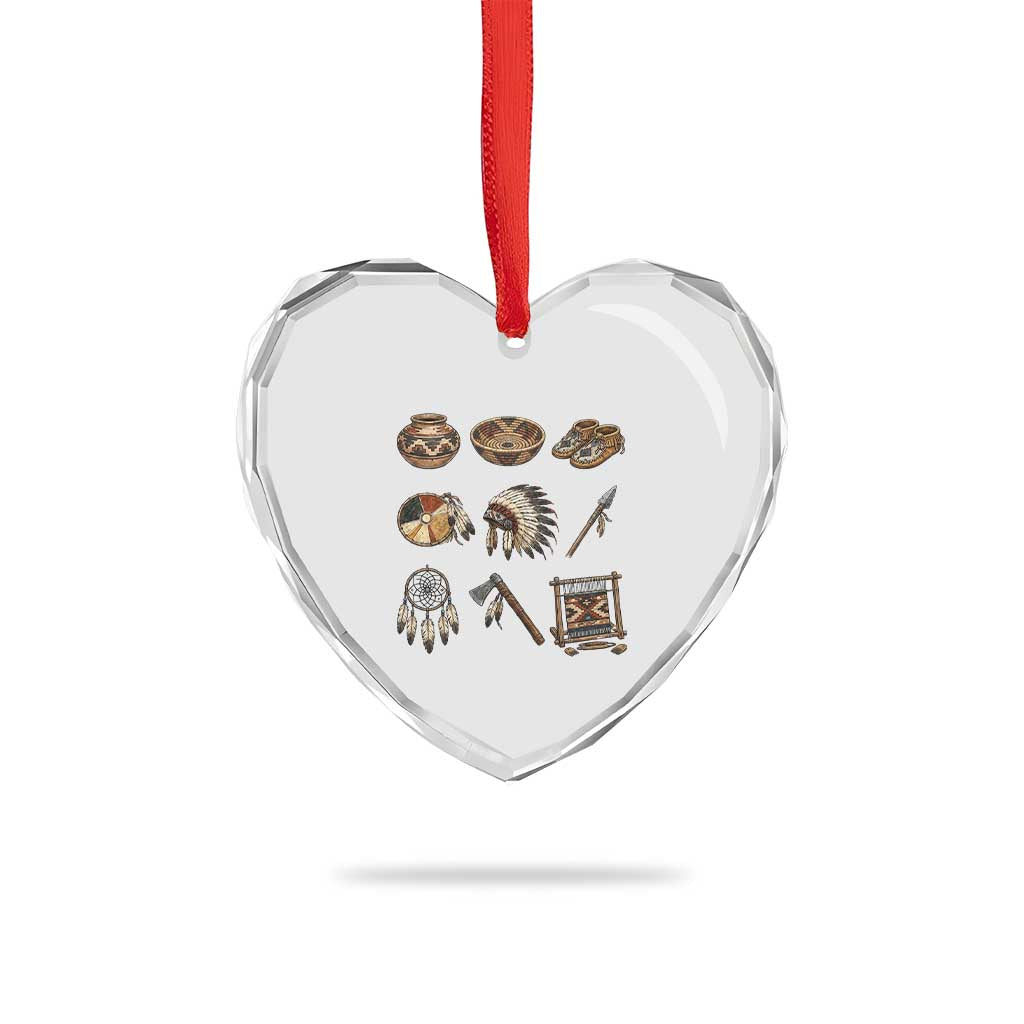 Indigenous Cultural Artifacts Heart Crystal Glass Ornament Native American Heritage Graphic