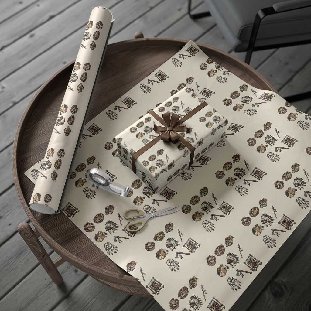 Indigenous Cultural Artifacts Wrapping Paper Roll Native American Heritage Graphic