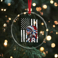 Indigenous People Tribal CG Native American Indian Chief American USA Flag Crystal Glass Ornament