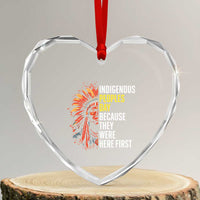 Indigenous Peoples Day Because They Were Here First Heart Crystal Glass Ornament - Wonder Print Shop