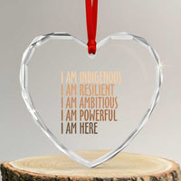 Indigenous Peoples Day Gifts Heart Crystal Glass Ornament Resilient Ambitious Powerful Here