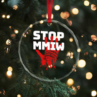 Indigenous Women Awareness Crystal Glass Ornament Stop MMIW Red Handprint Graphic