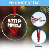 Indigenous Women Awareness Crystal Glass Ornament Stop MMIW Red Handprint Graphic