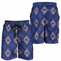 Indigo Diamond African Ankara Pattern Shorts for Men