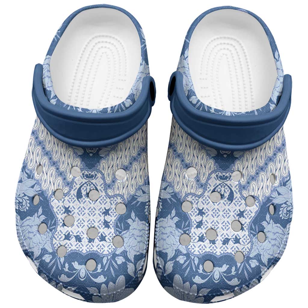 Indonesia Javanese Batik Clogs Shoes Nelson Mandela Madiba Blue - Wonder Print Shop