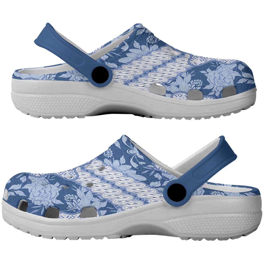 Indonesia Javanese Batik Clogs Shoes Nelson Mandela Madiba Blue - Wonder Print Shop