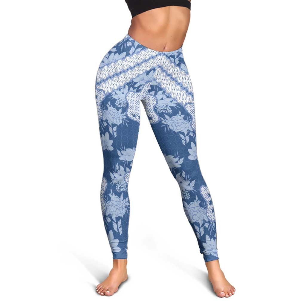 Indonesia Javanese Batik Leggings Nelson Mandela Madiba Blue - Wonder Print Shop