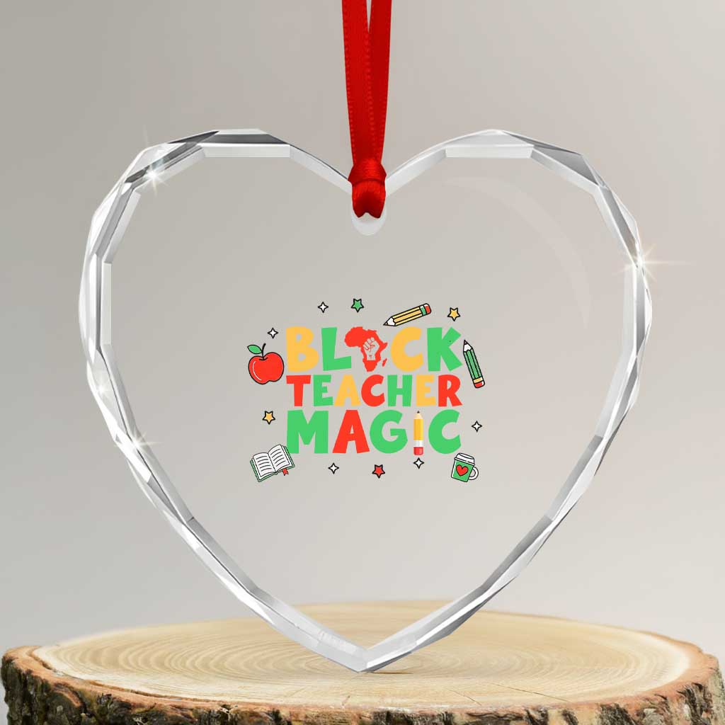 Inspirational Black Teacher Magic Heart Crystal Glass Ornament African American History Month - Wonder Print Shop