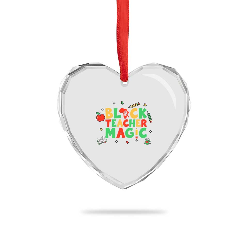 Inspirational Black Teacher Magic Heart Crystal Glass Ornament African American History Month - Wonder Print Shop