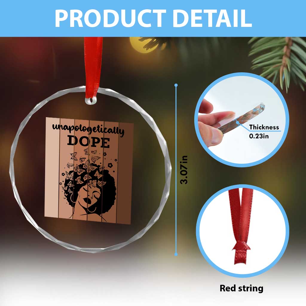 Inspirational Black Women Gift Crystal Glass Ornament Unapologetically Dope - Wonder Print Shop