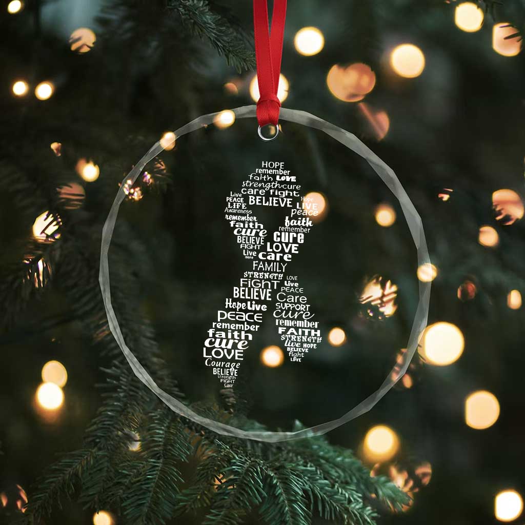 Inspirational Breast Cancer Awareness Crystal Glass Ornament Pink Ribbon Support - Wonder Print Shop