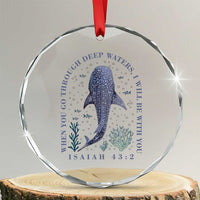 Inspirational Christian Bible Verse Isaiah 43:2 Whale Shark Crystal Glass Ornament When You Go Through Deep Waters I Will Be With You