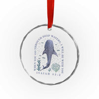 Inspirational Christian Bible Verse Isaiah 43:2 Whale Shark Crystal Glass Ornament When You Go Through Deep Waters I Will Be With You