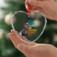Inspirational RBG Heart Crystal Glass Ornament When Injustice Becomes Law Resistance Becomes Duty - Wonder Print Shop