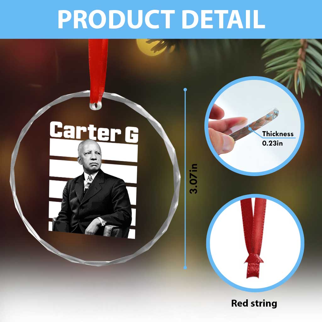 Inspiring Father of Black History Icon Portrait Crystal Glass Ornament Carter G Civil Rights Legacy Supporter