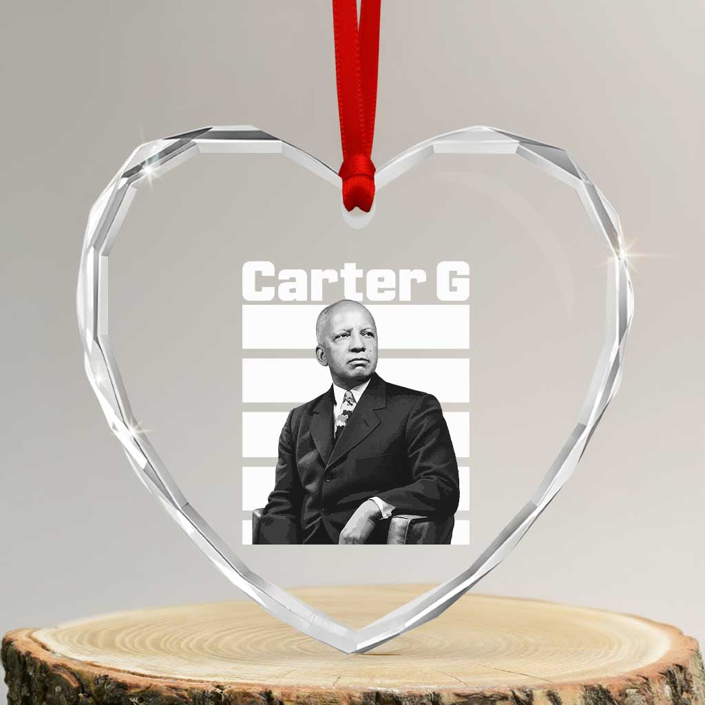 Inspiring Father of Black History Icon Portrait Heart Crystal Glass Ornament Carter G Civil Rights Legacy Supporter