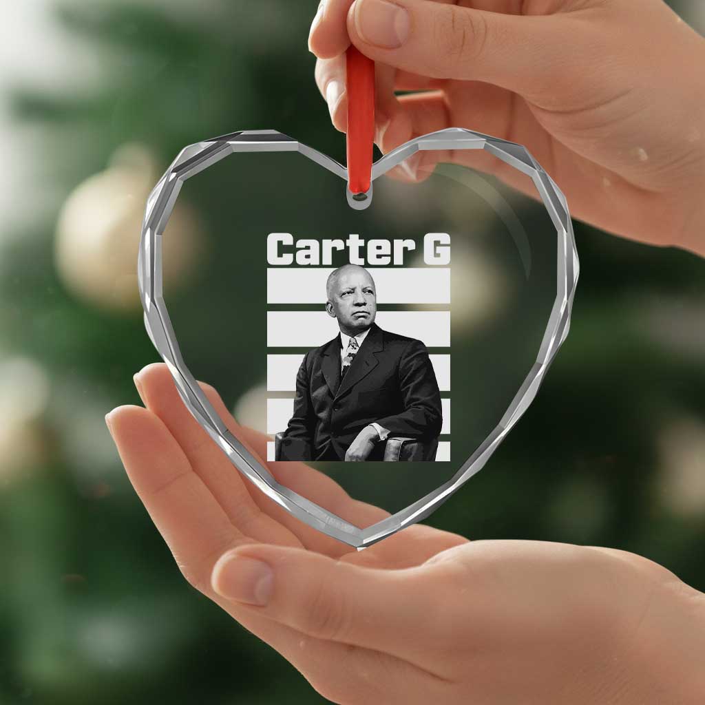 Inspiring Father of Black History Icon Portrait Heart Crystal Glass Ornament Carter G Civil Rights Legacy Supporter