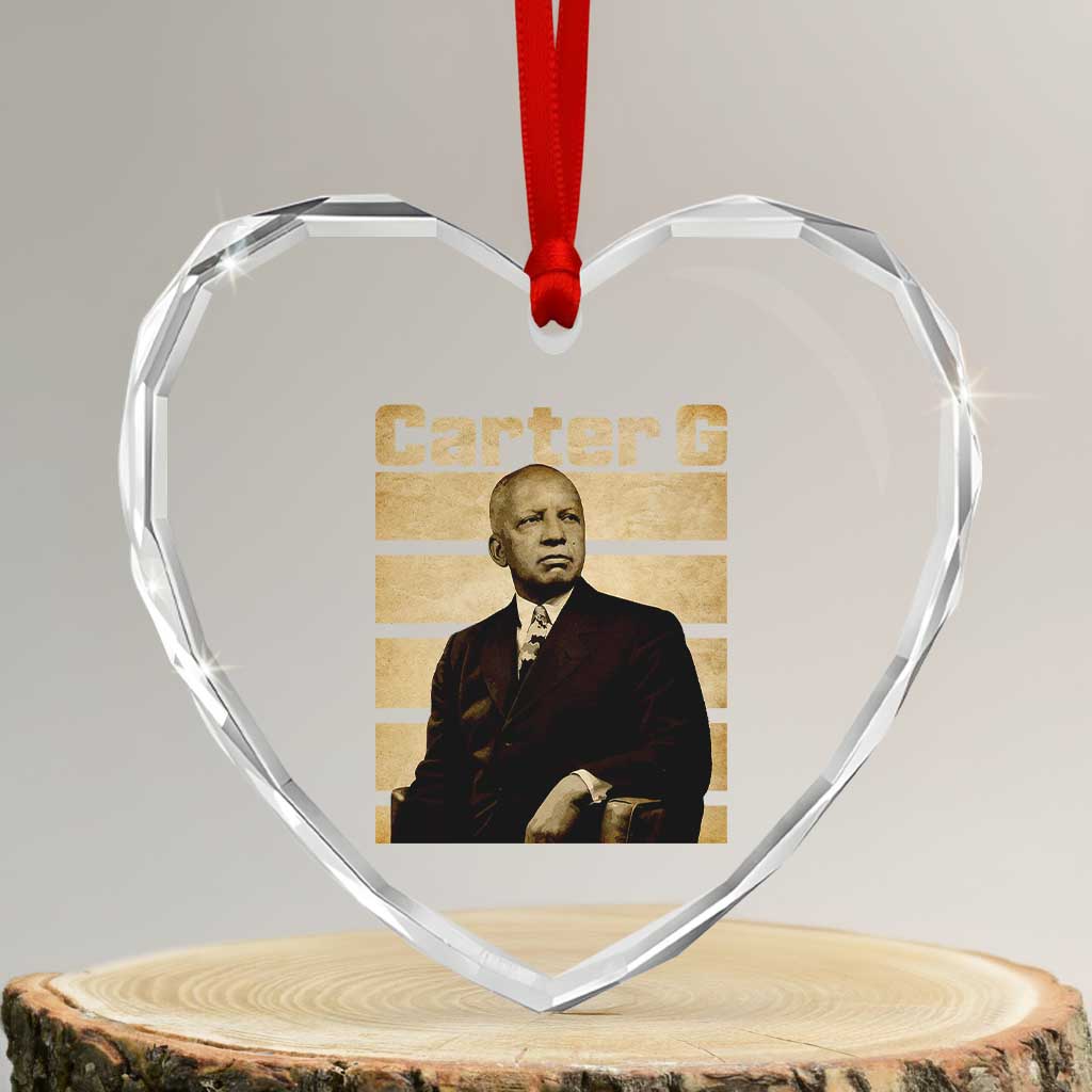 Inspiring Father of Black History Icon Vintage Portrait Heart Crystal Glass Ornament Carter G Civil Rights Legacy Supporter