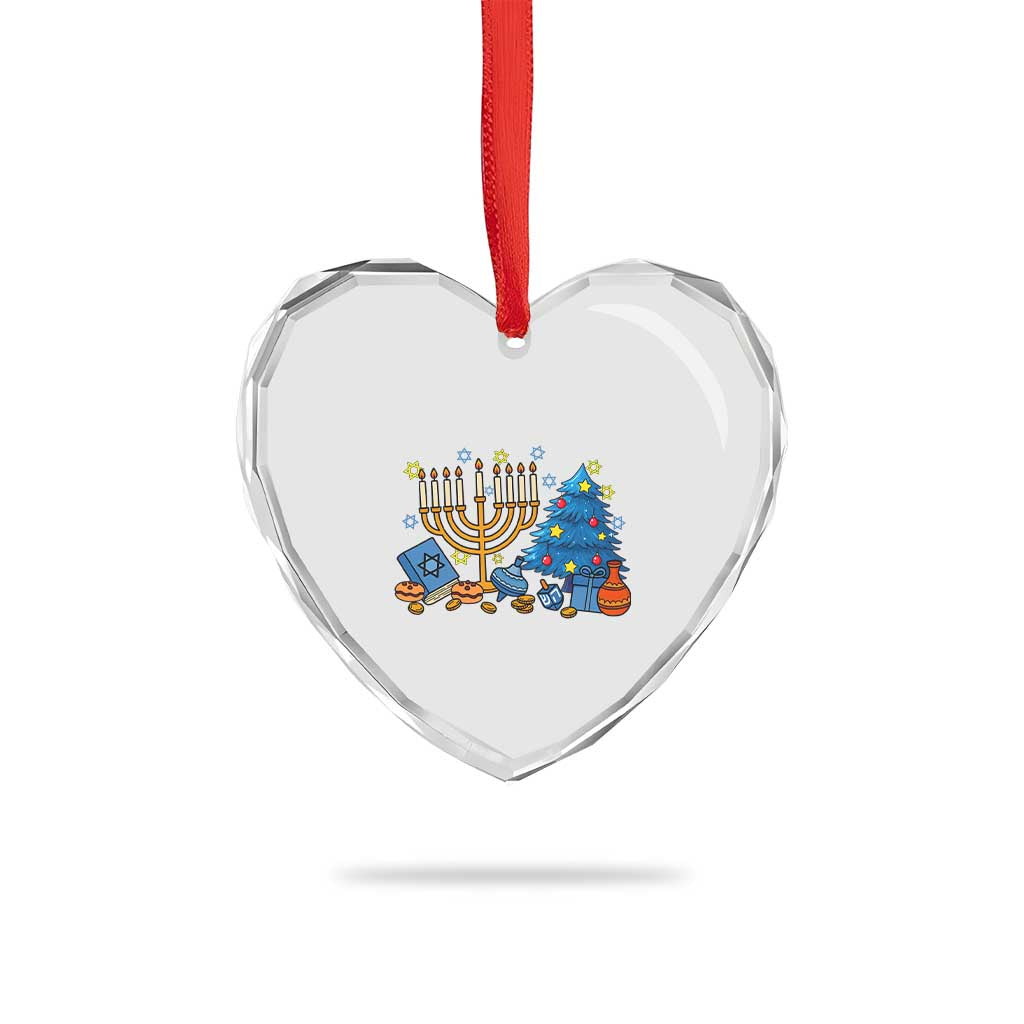 Interfaith Christmas Hanukkah Heart Crystal Glass Ornament Celebration Festival Of Lights Gift - Wonder Print Shop