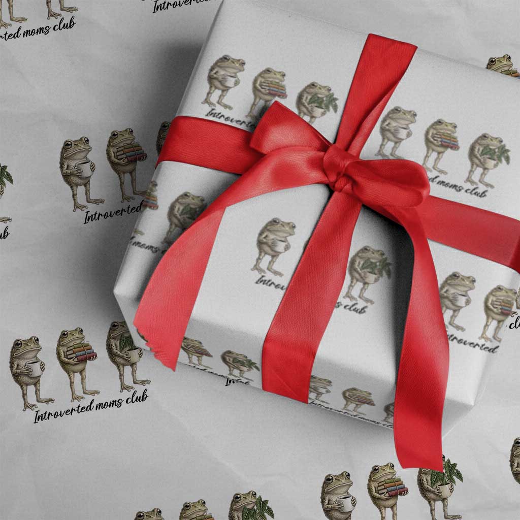 Introverted Moms Club Frog Graphic Wrapping Paper Roll Funny Mothers Day Gift