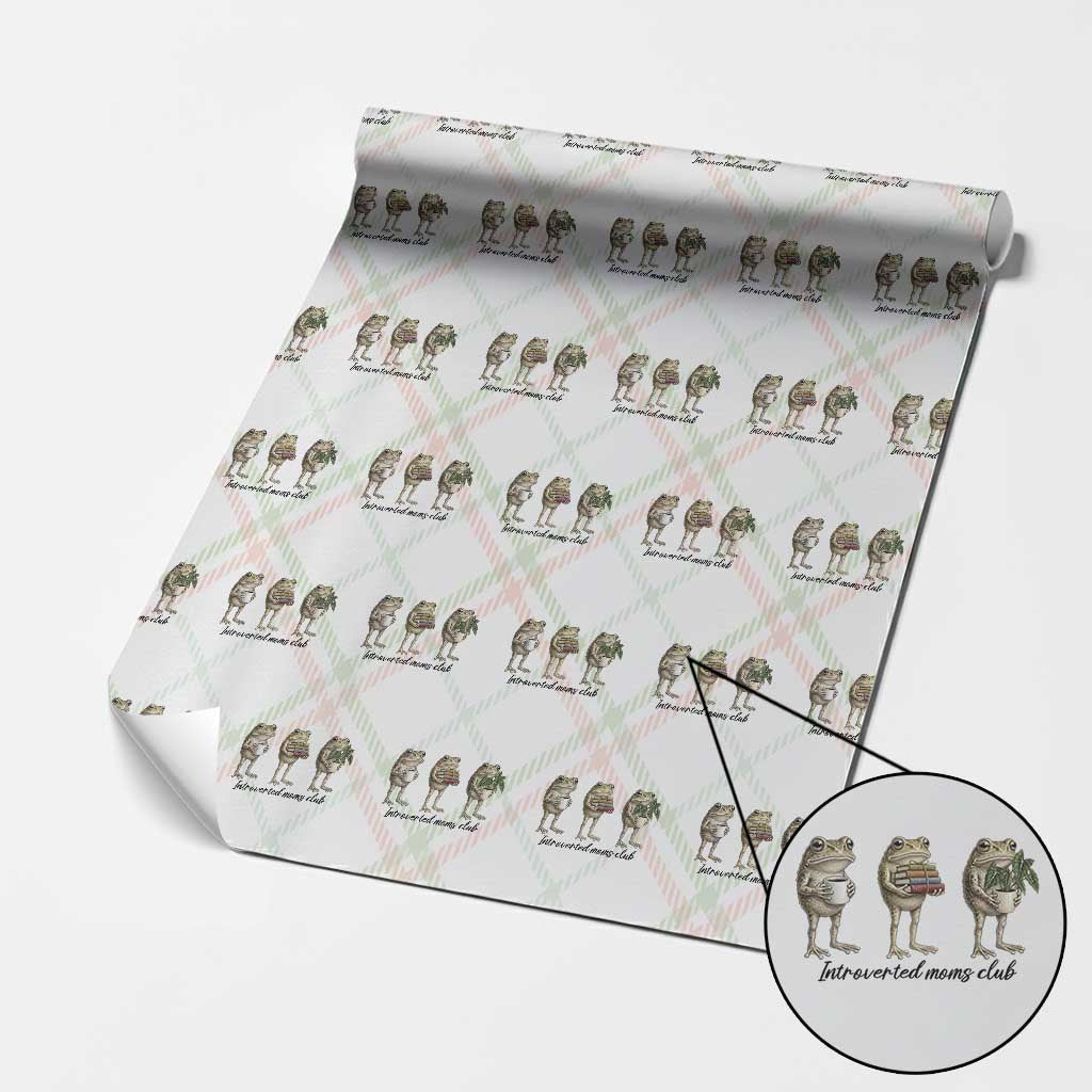 Introverted Moms Club Frog Graphic Wrapping Paper Roll Funny Mothers Day Gift