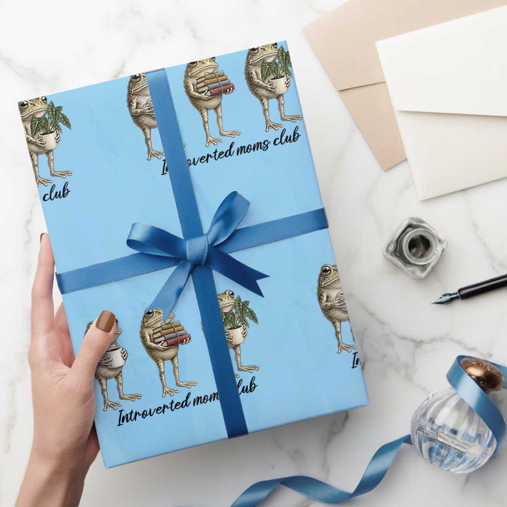 Introverted Moms Club Frog Graphic Wrapping Paper Roll Funny Mothers Day Gift