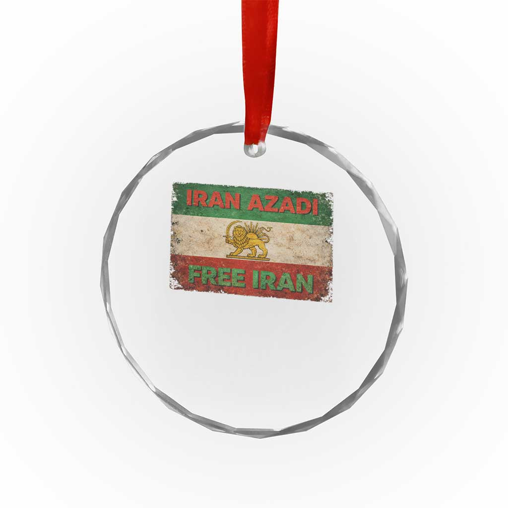 Iran Azadi Lion Sun Sword Flag Free Iran Revolution Crystal Glass Ornament