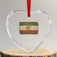 Iran Azadi Lion Sun Sword Flag Free Iran Revolution Heart Crystal Glass Ornament