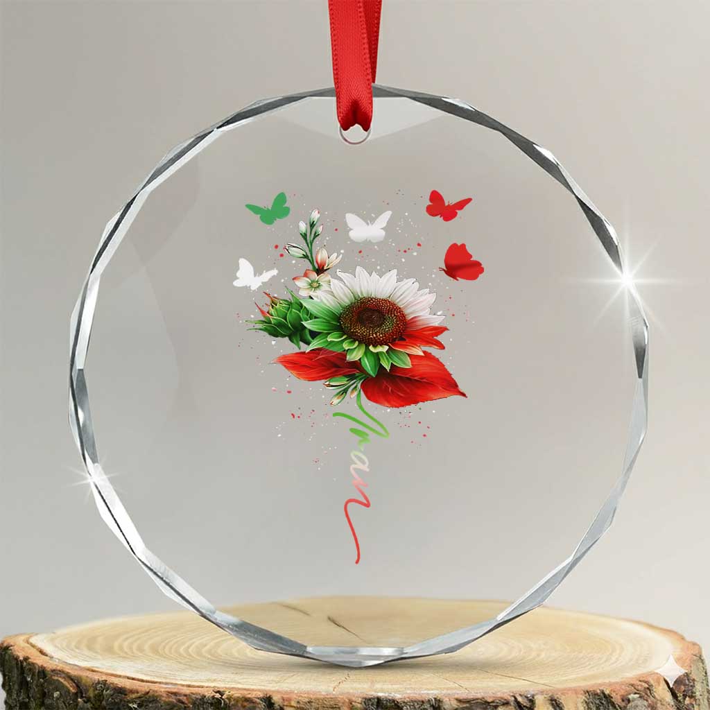 Iran Crystal Glass Ornament Free Iran Protest Sunflower Flag