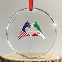 Iran Crystal Glass Ornament No War Yes Hummanity Persian American Flag Heart Political Statement