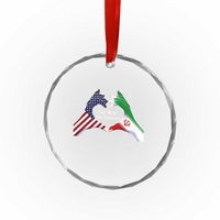 Iran Crystal Glass Ornament No War Yes Hummanity Persian American Flag Heart Political Statement