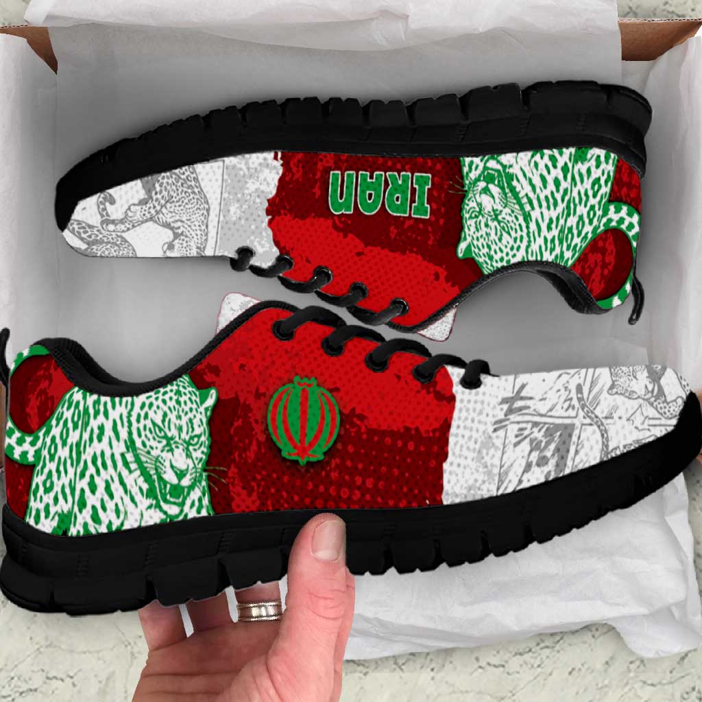 Iran Football Sneakers Leopard Comic Manga Art Style