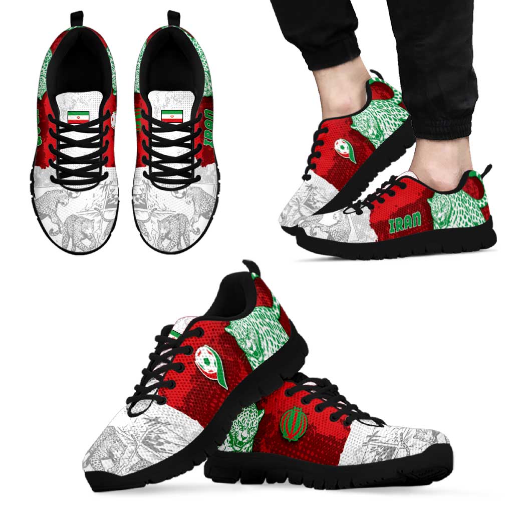 Iran Football Sneakers Leopard Comic Manga Art Style