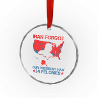 Iran Forgot Our President Has 34 Felonies Crystal Glass Ornament Vintage USA Red Wave Map
