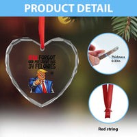 Iran Forgot Our President Has 34 Felonies Heart Crystal Glass Ornament Funny Political Satire