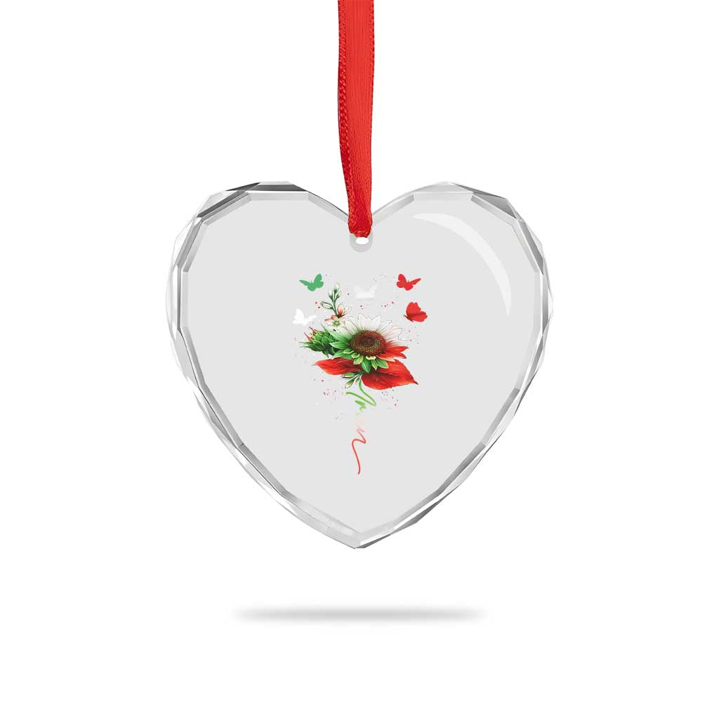 Iran Heart Crystal Glass Ornament Free Iran Protest Sunflower Flag