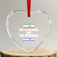Iran Out Of Alcohol And The Struggle Israel Flag Heart Crystal Glass Ornament Funny Wordplay Political Satire