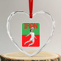 Iran Soccer Lover Heart Crystal Glass Ornament Proud Persian Roots Gift