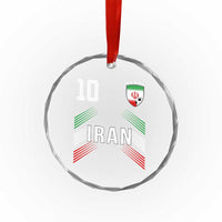 Iran Soccer Sports Graphic Number 10 Jersey Style Crystal Glass Ornament Proud Iranian Football Fans Game Day Pride